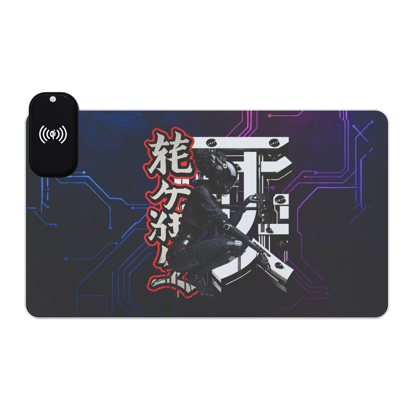 LED Gaming Mouse Pad with Wireless Charging - Cyberpunk Design for Gamers