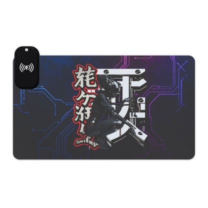LED Gaming Mouse Pad with Wireless Charging - Cyberpunk Design for Gamers