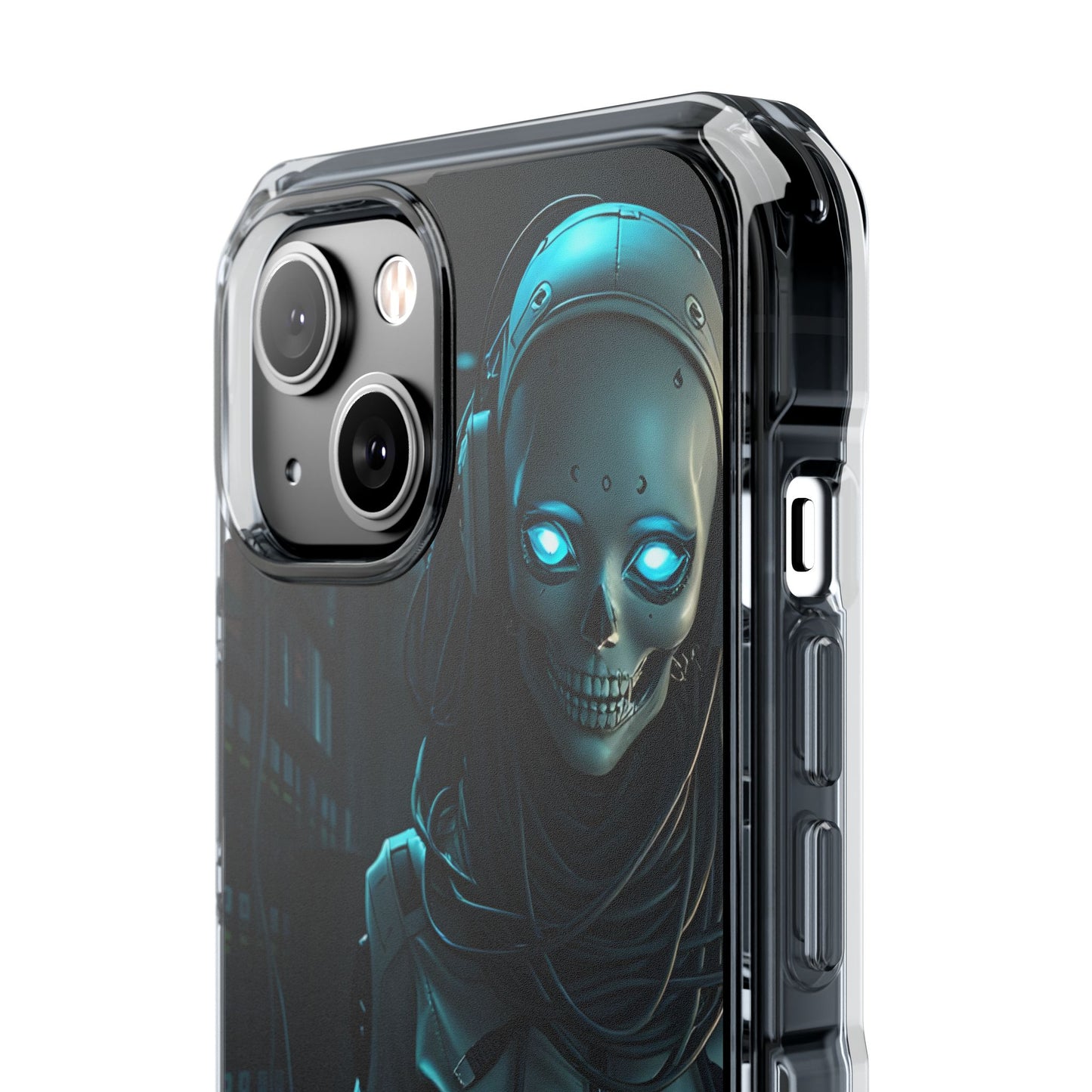 Futuristic Robot Phone Case, Magnetic Clear Impact Case, Unique Gift for Tech Lovers, Protective Smartphone Accessory, Cyberpunk Style