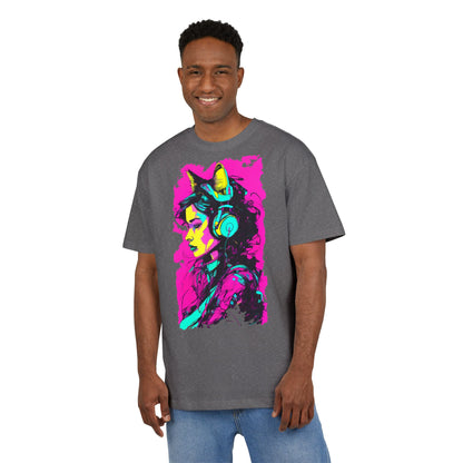 Vibrant Music Lover's Tee, Unisex Heavy Oversize Tee, Trendy Graphic Shirt, Colorful Art Top, Perfect for Festivals and Gifts