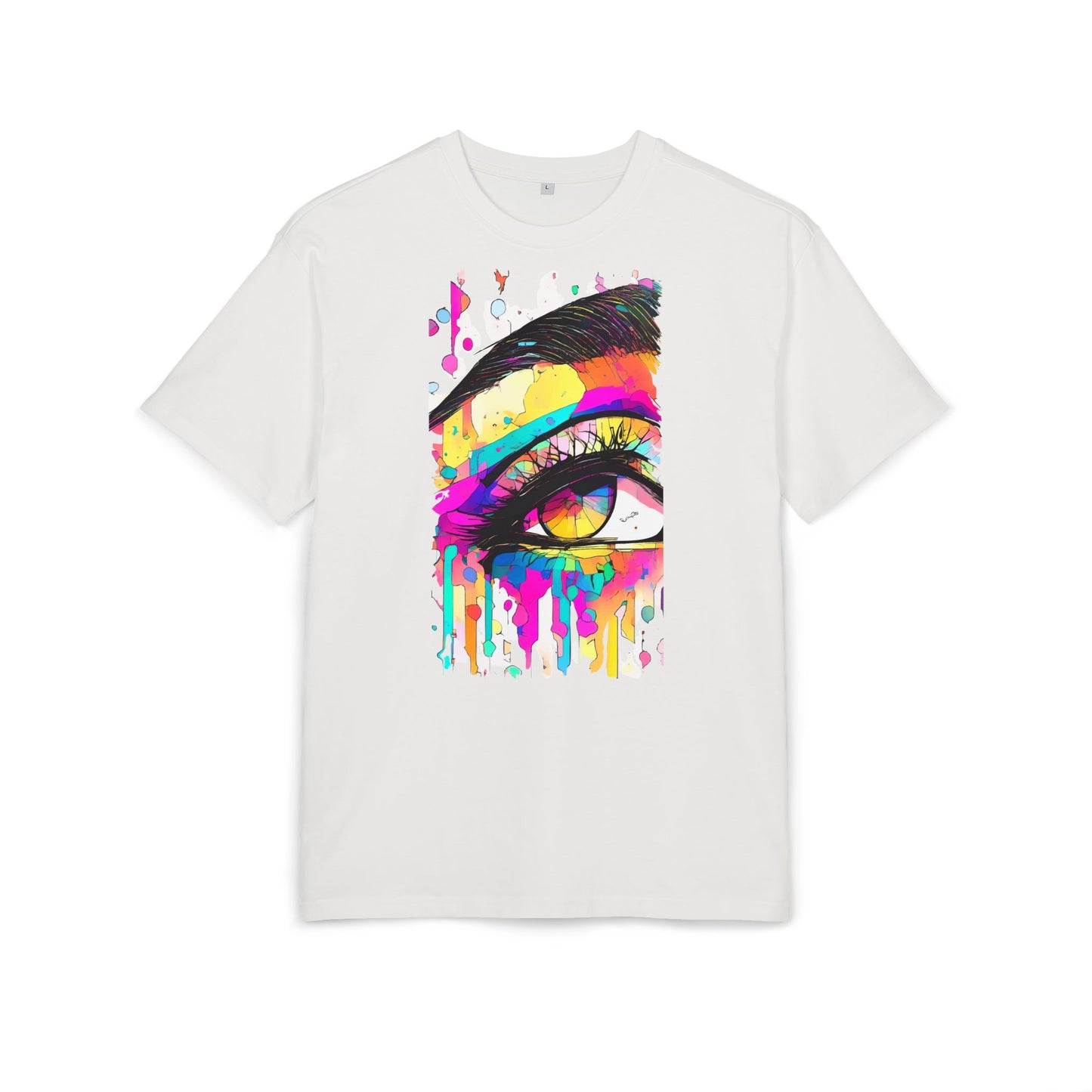 Vibrant Eye Art Oversized Tee, Unisex Heavy Tee for Creative Souls, Art Lovers Gift, Colorful Graphic Shirt, Festival Attire