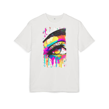 Vibrant Eye Art Oversized Tee, Unisex Heavy Tee for Creative Souls, Art Lovers Gift, Colorful Graphic Shirt, Festival Attire