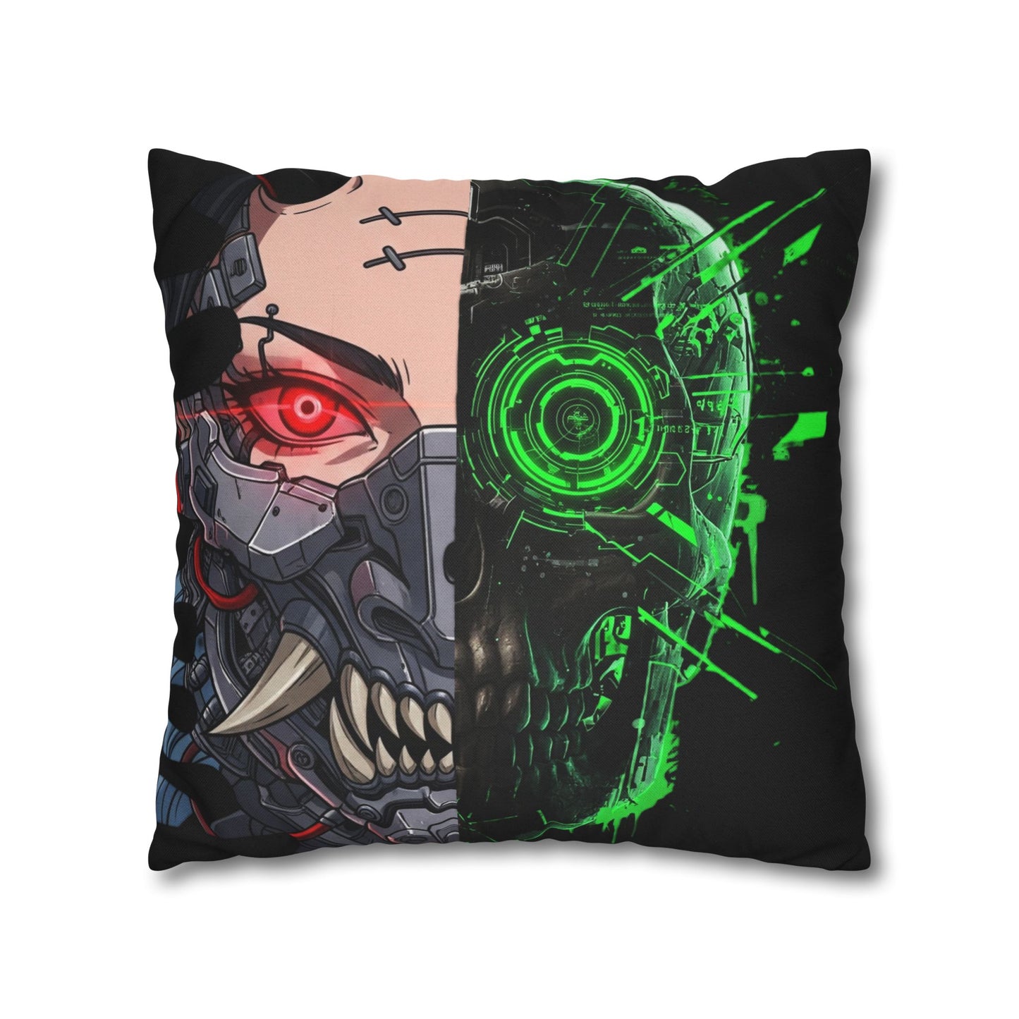 Futuristic Cyborg Pillowcase, Decorative Pillow Cover, Cyberpunk Home Decor, Gift for Sci-Fi Lovers, Gaming Room Accessory