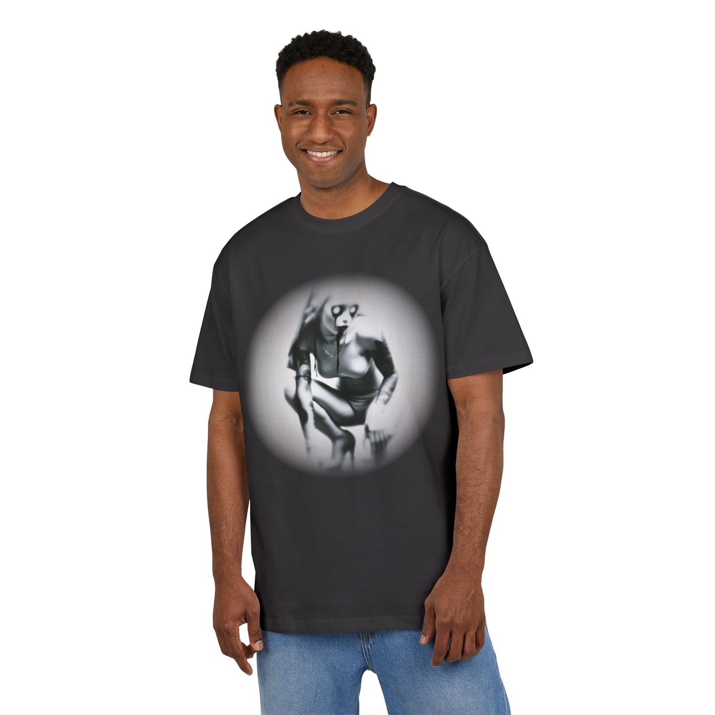 Stylish Unisex Heavy Oversize Tee with Artistic Graphic - Horror Design