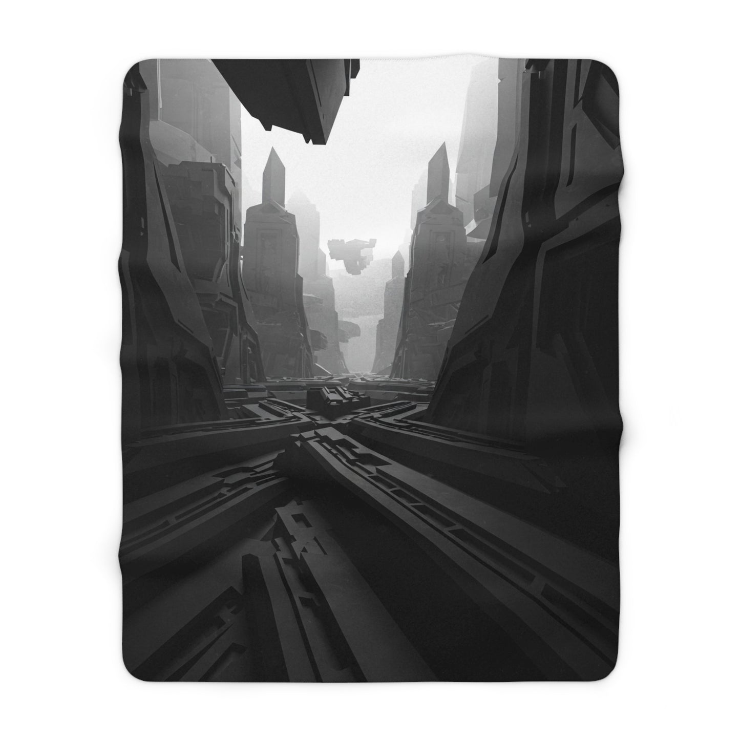 Futuristic Sherpa Fleece Blanket - Cozy Throw for Sci-Fi Lovers