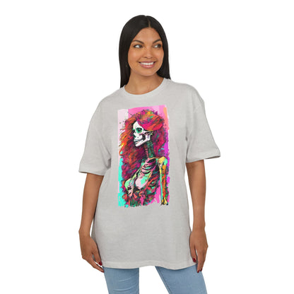 Vibrant Skeleton Art Unisex Heavy Oversize Tee, Halloween Shirt, Statement Tee, Graphic Tee, Casual Wear, Gift