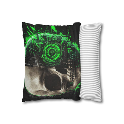 Futuristic Skull Pillowcase | Gothic Decor, Cyberpunk Home Accessories, Unique Gift, Halloween Decor, Throw Pillow