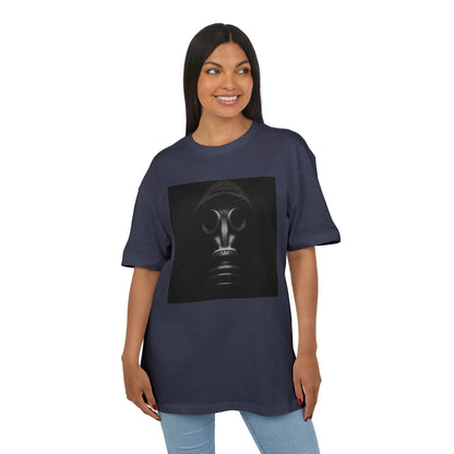 Unisex Heavy Oversize Tee with Bold Gas Mask Design, Streetwear, Artistic Tee, Gift for Trendsetters, Casual Wear, Grunge Fashion