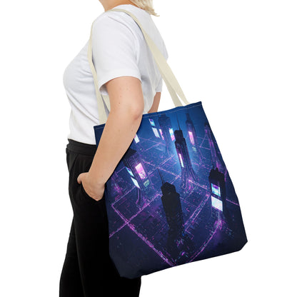 Futuristic Cityscape Tote Bag | Eco-Friendly Reusable Shopping Bag, Nerdy Gift, Trendy Beach Bag, Travel Accessory, Stylish Grocery Bag