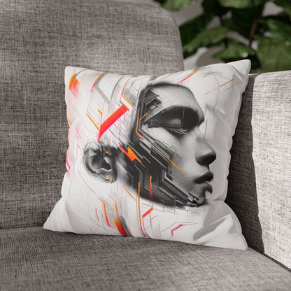 Futuristic Art Pillowcase - Modern Home Decor, Geometric Throw Pillow, Gift for Tech Lovers, Contemporary Accent Cushion