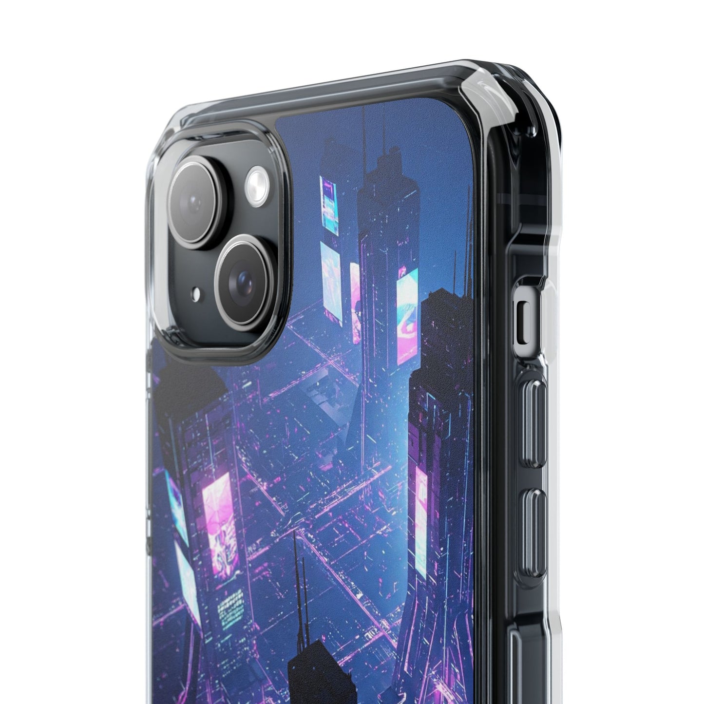 Futuristic Cityscape Phone Case, Customizable Clear Impact Case, Gift for Tech Lovers, Unique Phone Accessory, Aesthetic Cell Phone Cover
