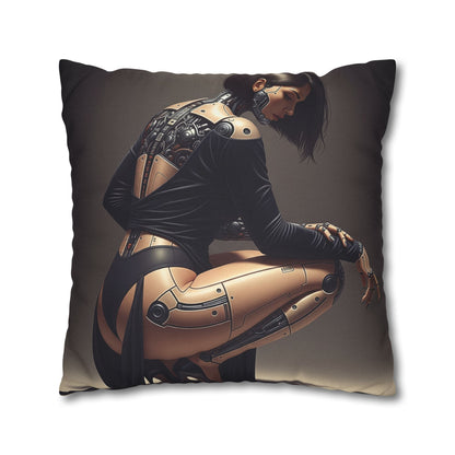 Futuristic Robot Art Pillowcase, Decorative Throw Pillow, Modern Home Decor, Gift for Tech Lovers, Cyberpunk Cushion Cover