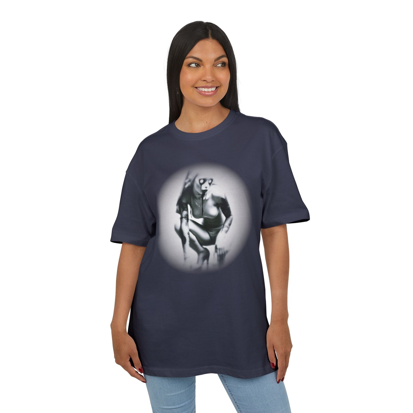 Stylish Unisex Heavy Oversize Tee with Artistic Graphic - Horror Design