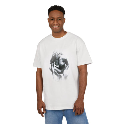 Stylish Unisex Heavy Oversize Tee with Artistic Graphic - Horror Design