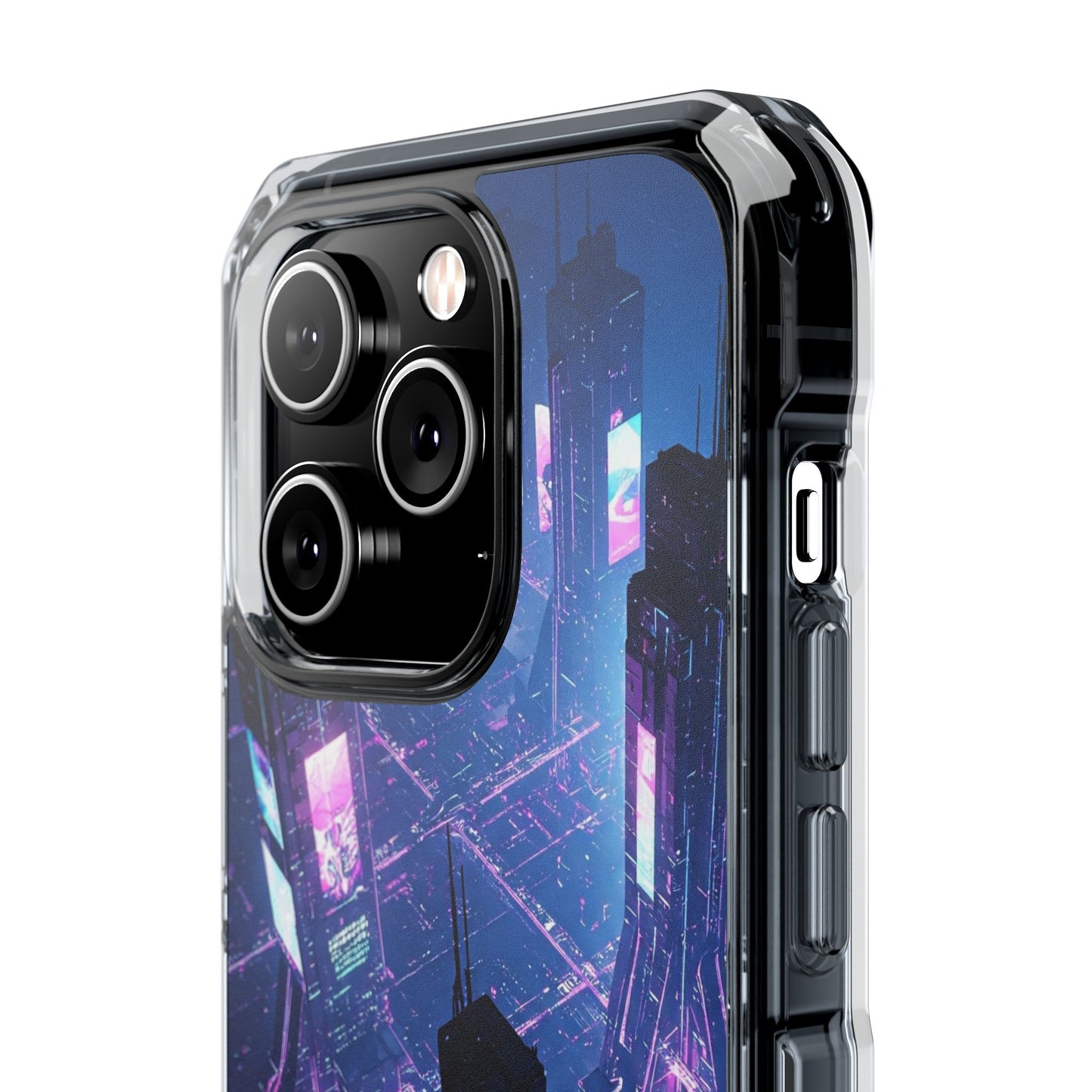 Futuristic Cityscape Phone Case, Customizable Clear Impact Case, Gift for Tech Lovers, Unique Phone Accessory, Aesthetic Cell Phone Cover