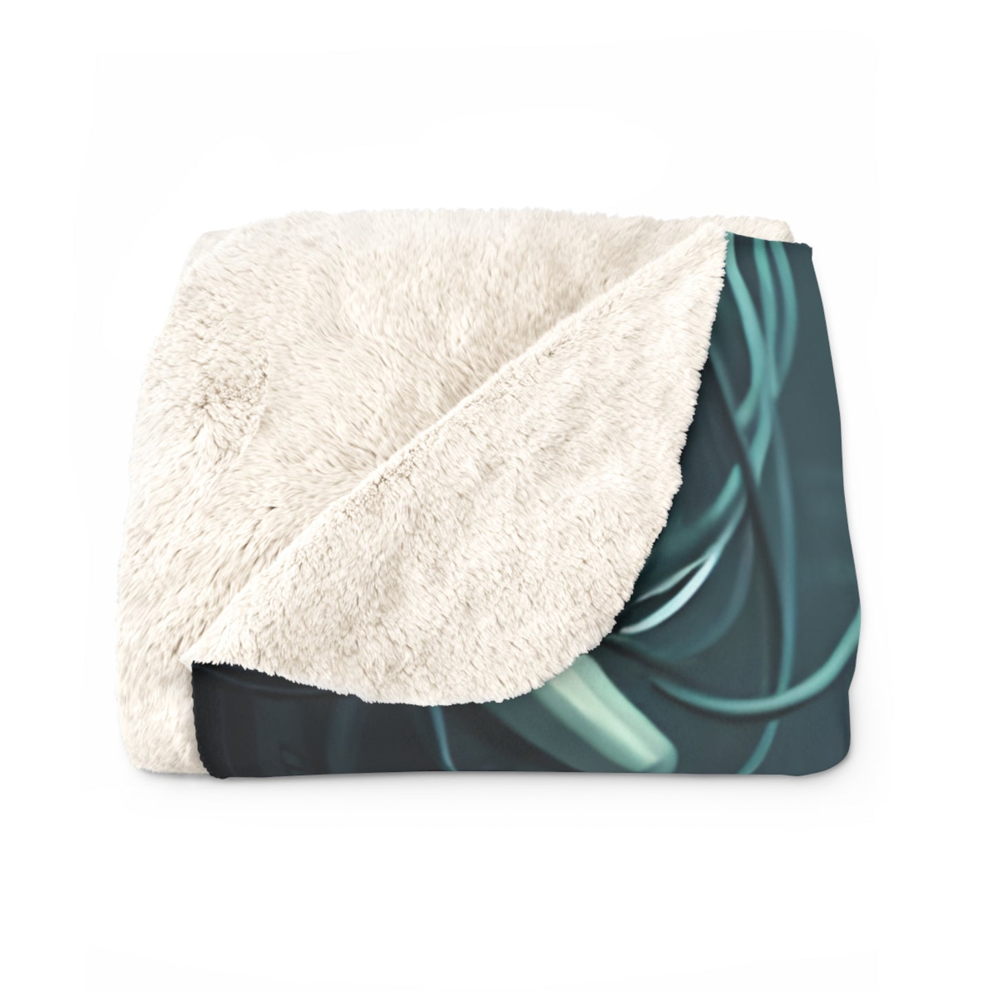 Futuristic Sherpa Fleece Blanket with Cyberpunk Design