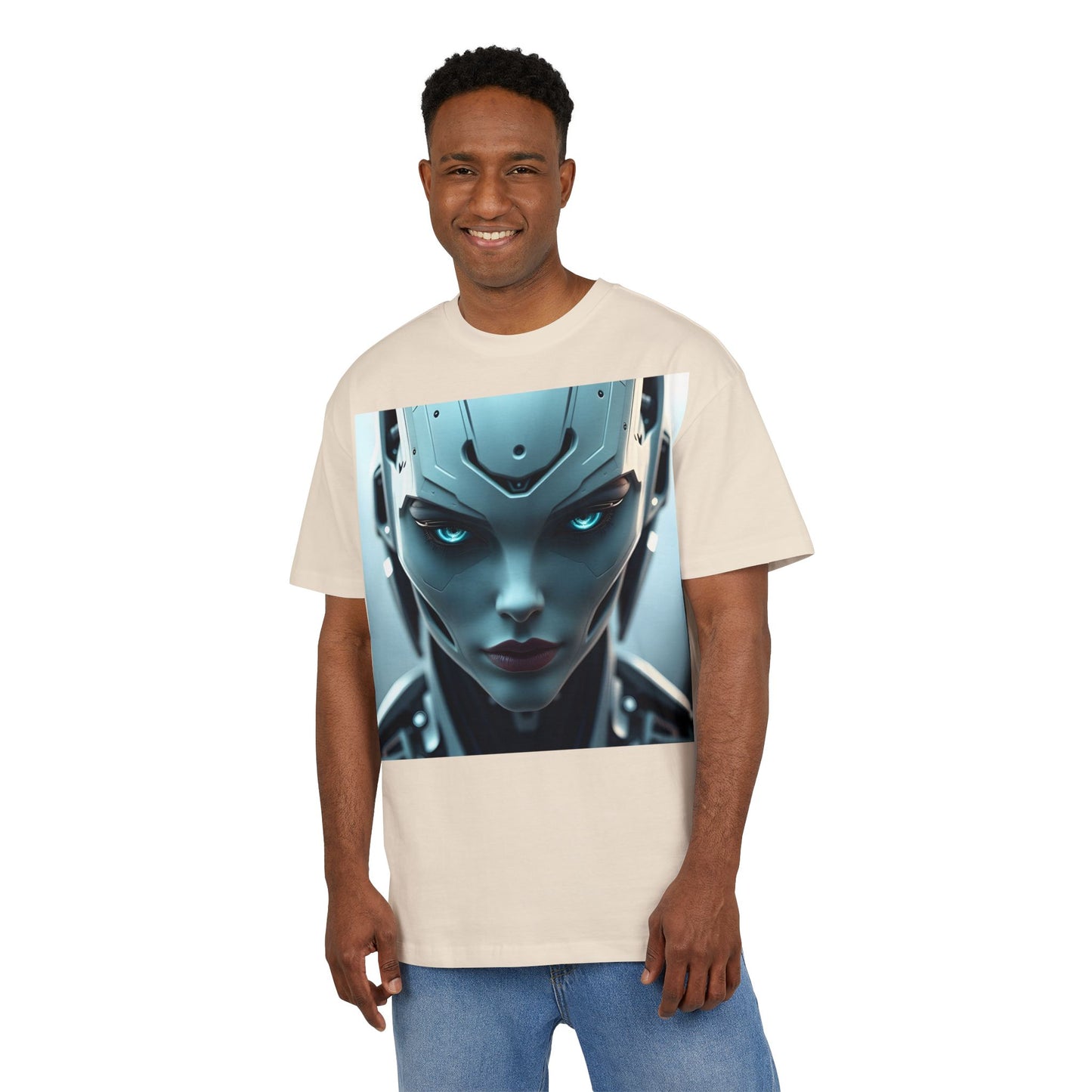 Futuristic Robot Oversize Tee, Cyberpunk Fashion, Unisex Graphic T-Shirt, Tech-Inspired Apparel, Unique Gift for Geeks