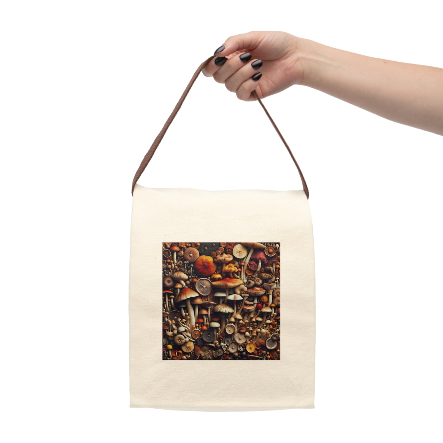 Mushroom Art Canvas Lunch Bag, Eco-Friendly, Insulated Tote for Work/School, Gift for Nature Lovers, Picnic Essential