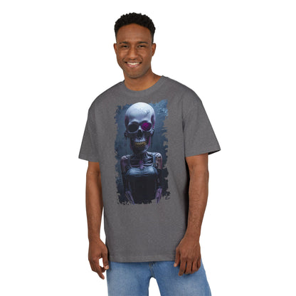 Unisex Heavy Oversize Tee with Skeleton Graphic, Spooky Halloween T-shirt, Casual Graphic Tee, Skeleton Art Shirt, Unisex Halloween Apparel