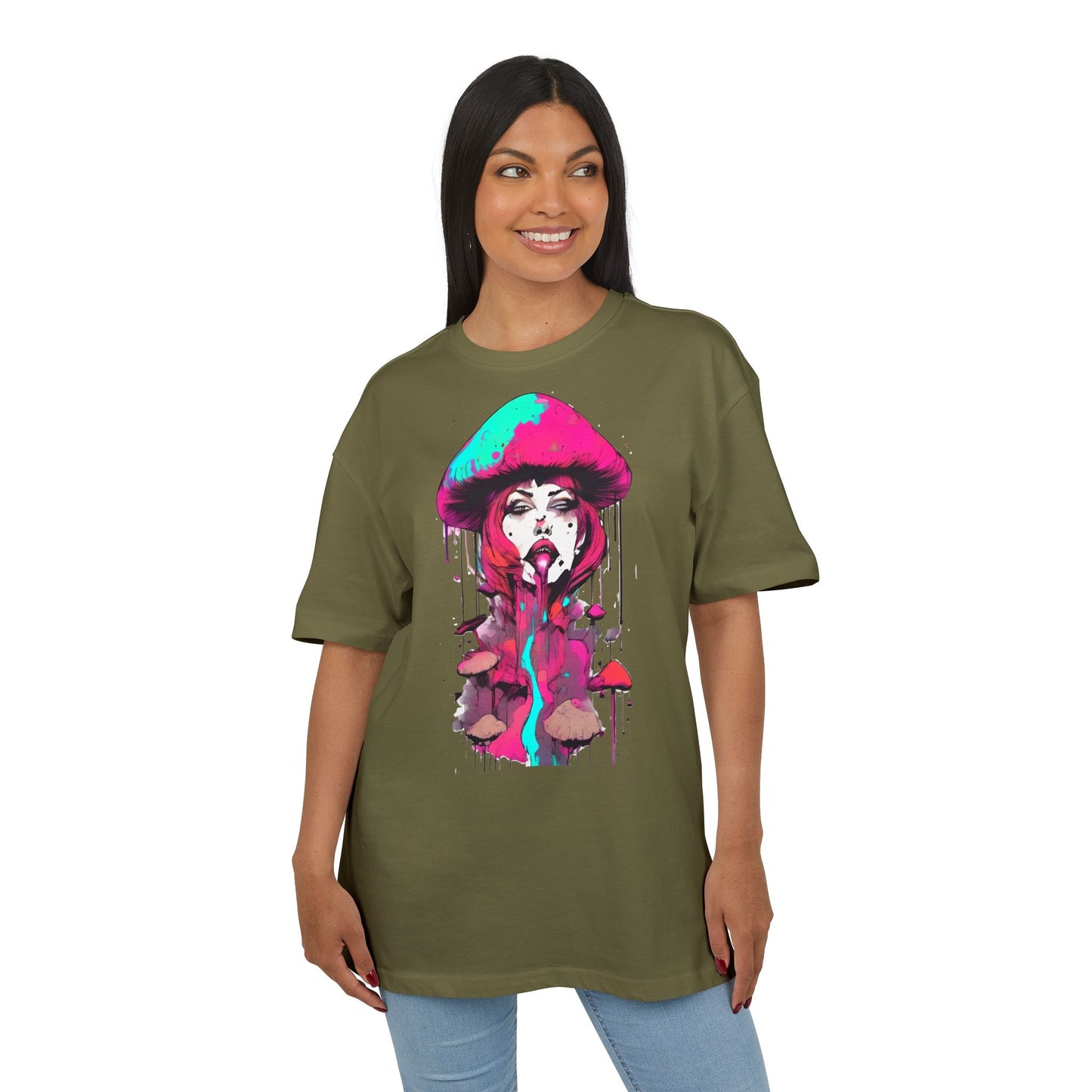 Vibrant Mushroom Art Unisex Heavy Oversize Tee, Funky T-Shirt, Artistic Casual Wear, Gift for Art Lovers, Unique Streetwear