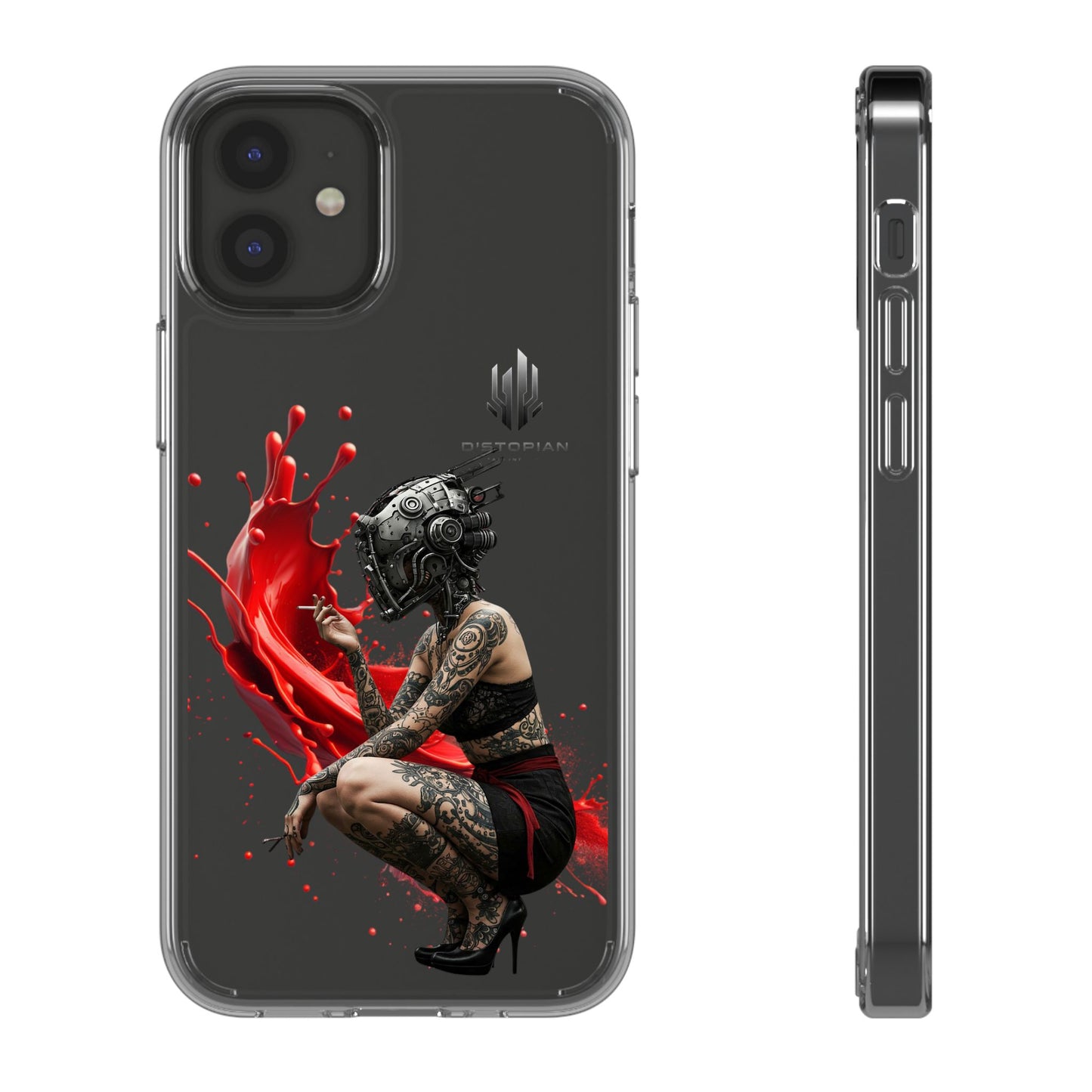 Dystopian Art Clear Phone Case - Futuristic Style with Bold Design