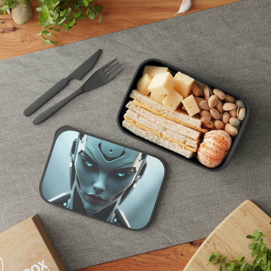 Futuristic Bento Box, Cyberpunk Lunch Container, Meal Prep Box, Stylish Food Storage, Robot Themed Utensils