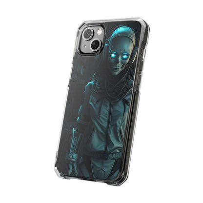 Futuristic Robot Phone Case, Magnetic Clear Impact Case, Unique Gift for Tech Lovers, Protective Smartphone Accessory, Cyberpunk Style