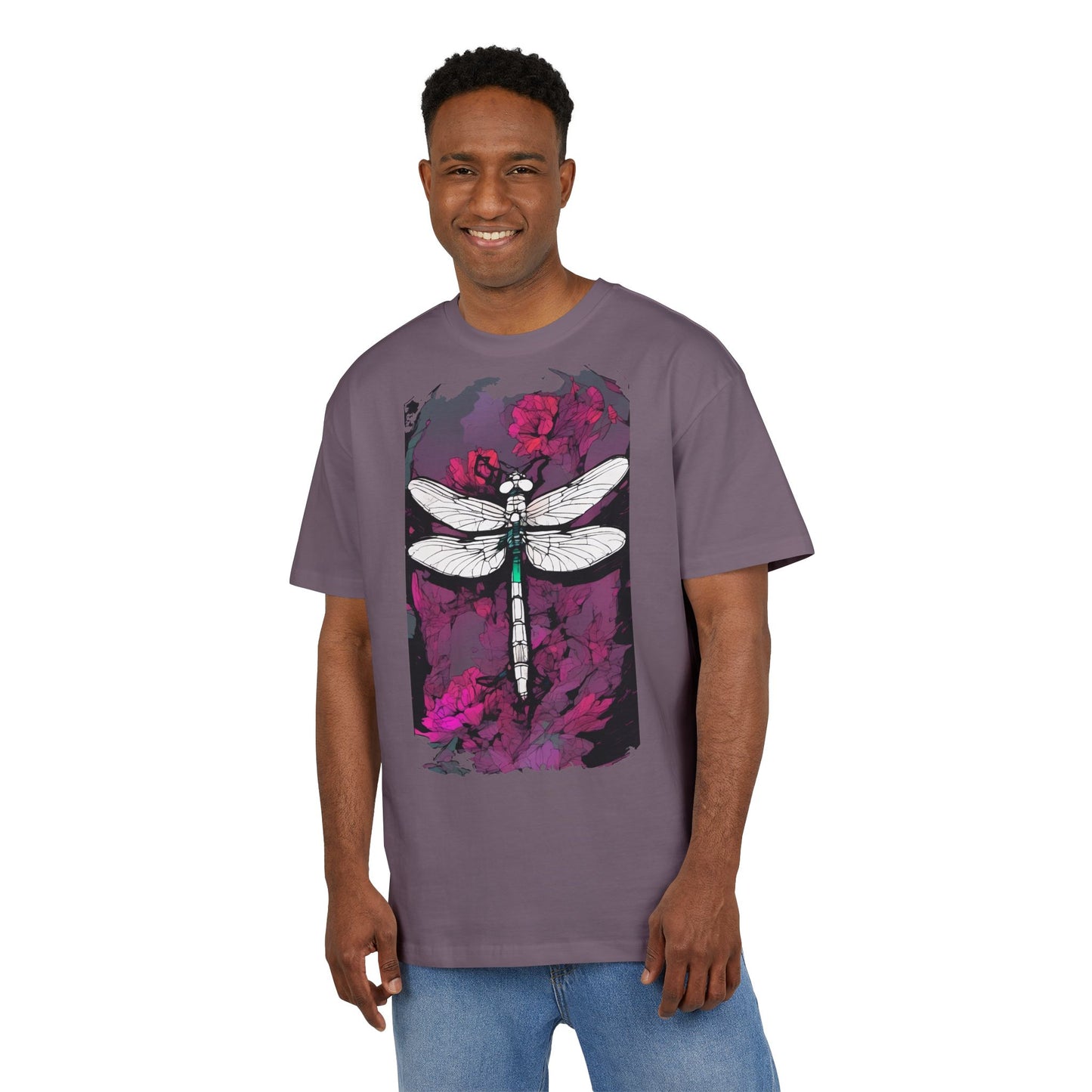 Dragonfly Art Unisex Heavy Oversize Tee, Nature Lover Shirt, Gift for Her, Artistic Tee, Summer Fashion, Relaxed Fit Clothing