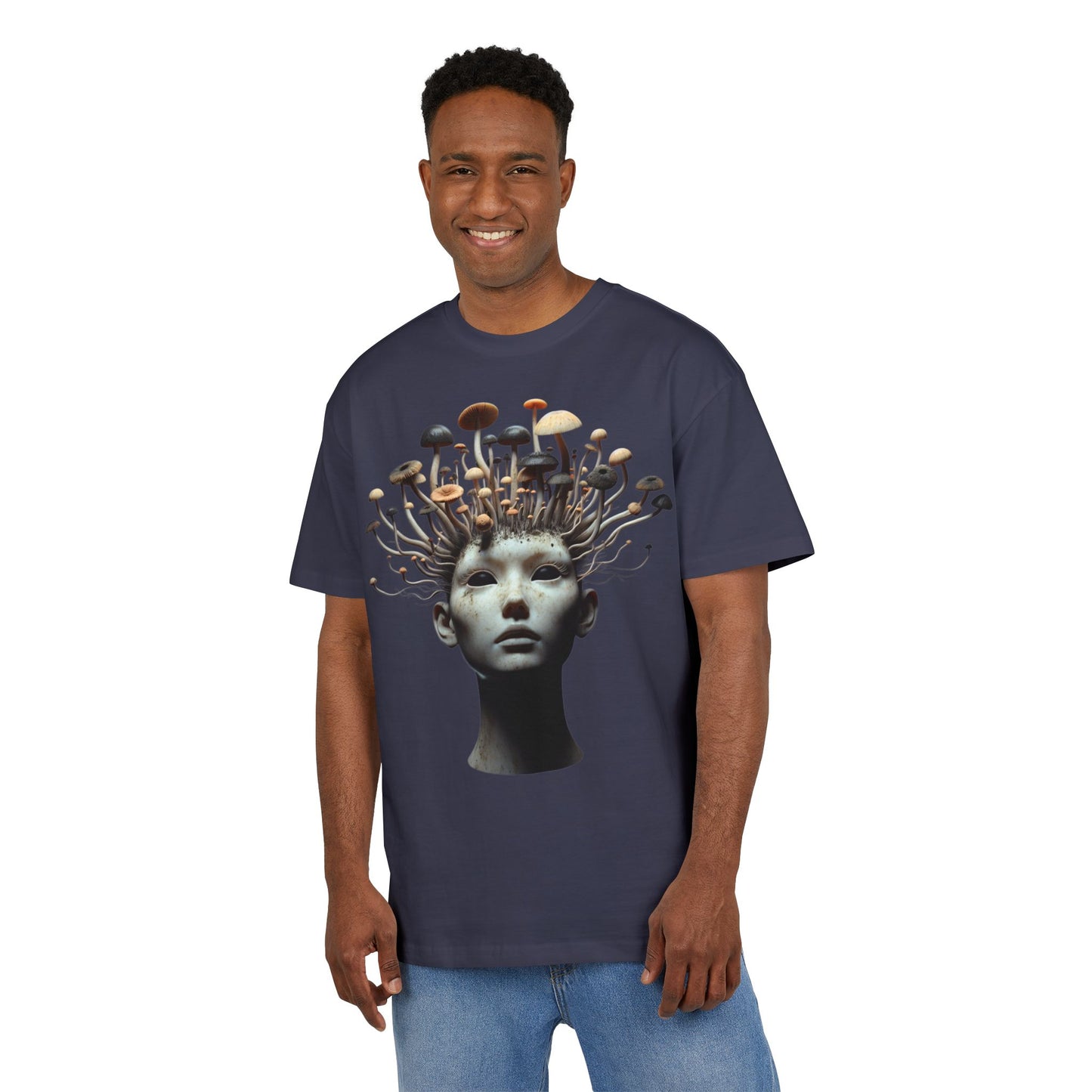Unisex Heavy Oversize Tee - Artistic Mushroom Graphic Tee