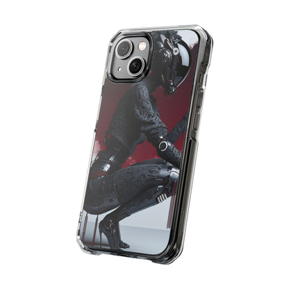 Cyber Design Magnetic Phone Case, Clear Mobile Cover, Gothic Style, Halloween Gift, Celestial Protection Accessory