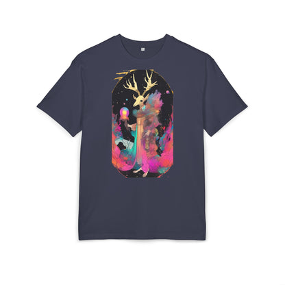 Cosmic Stag Unisex Oversize Tee | Bohemian Vibe T-Shirt, Fantasy Apparel, Unique Gift, Art-Inspired Fashion, Summer Style