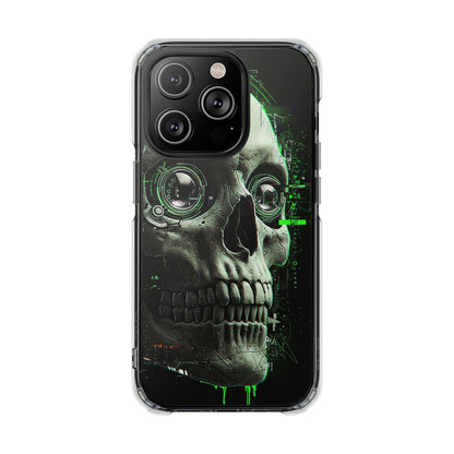 Gothic Skull Phone Case, Cyberpunk Design, Clear Impact Protection, Unique Gift for Him, Halloween Accessories, Tech Lover