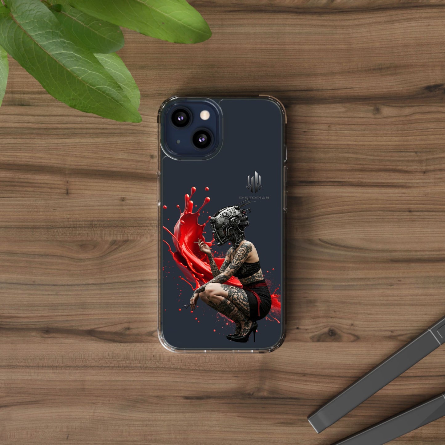 Dystopian Art Clear Phone Case - Futuristic Style with Bold Design