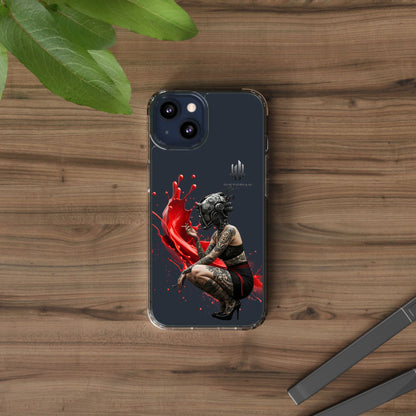 Dystopian Art Clear Phone Case - Futuristic Style with Bold Design