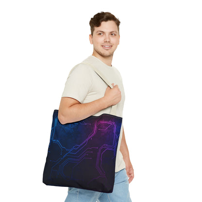 Futuristic Circuit Design Tote Bag | Tech Lover Gift, Stylish Shopping Bag, Geek Chic Tote, AOP Carryall, Unique Gift Idea