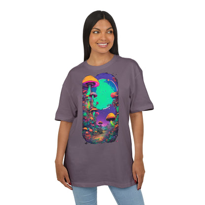 Psychedelic Mushroom Oversize Tee, Unisex Heavyweight Shirt, Bohemian Fashion, Festival Wear, Nature Lover Gift