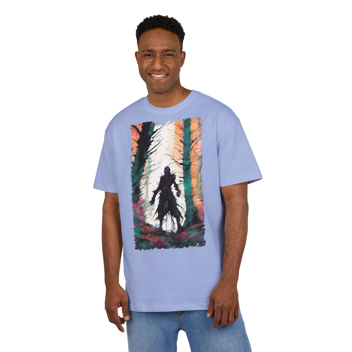Artistic Oversized Tee - Forest Silhouette Design, Casual Unisex Fashion, Perfect for Nature Lovers, Gift for Friends, Relaxed Everyday Wear