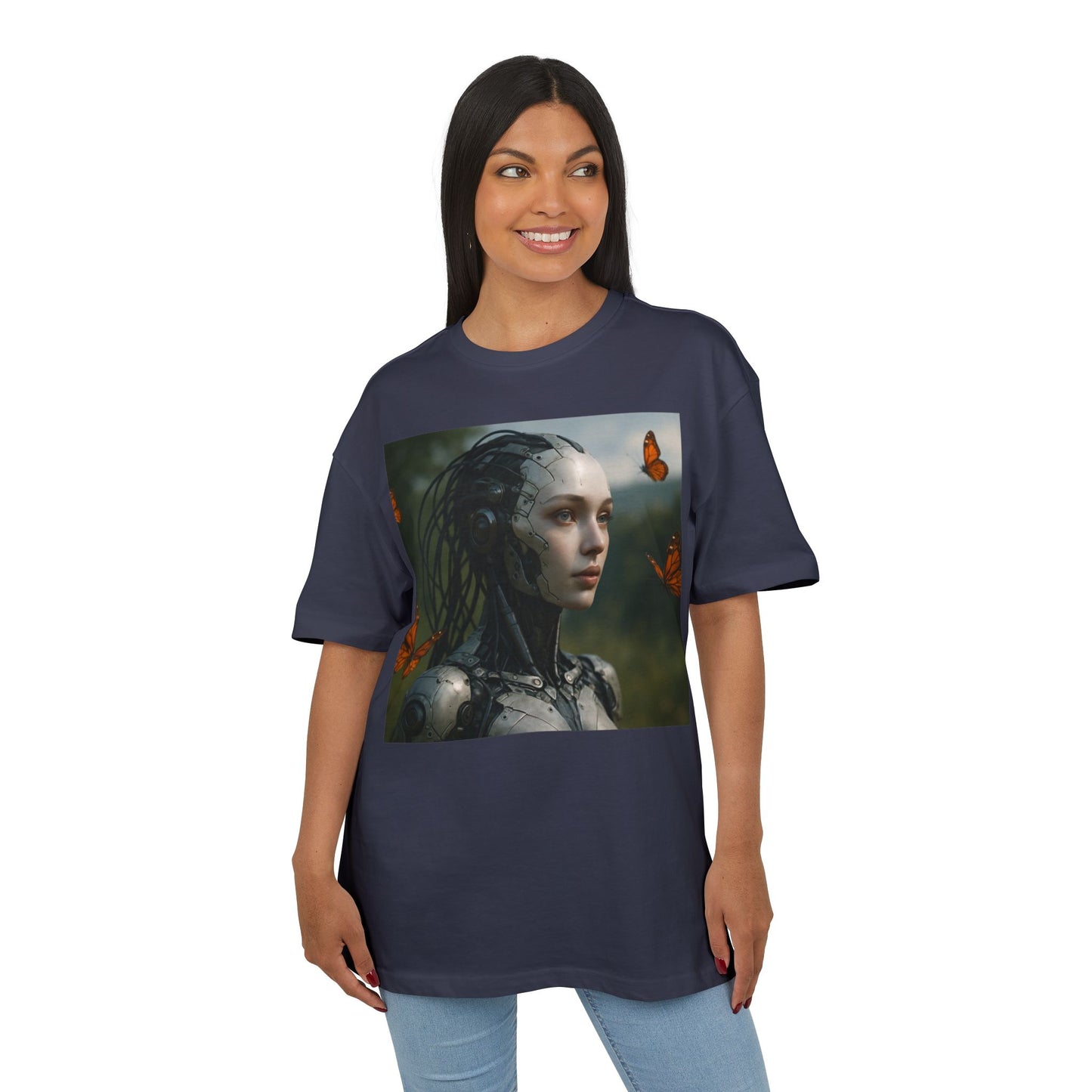 Futuristic Robot Graphic Tee, Oversize T-Shirt, Unisex Relaxed Fit Shirt, Casual Wear, Gift for Tech Lovers