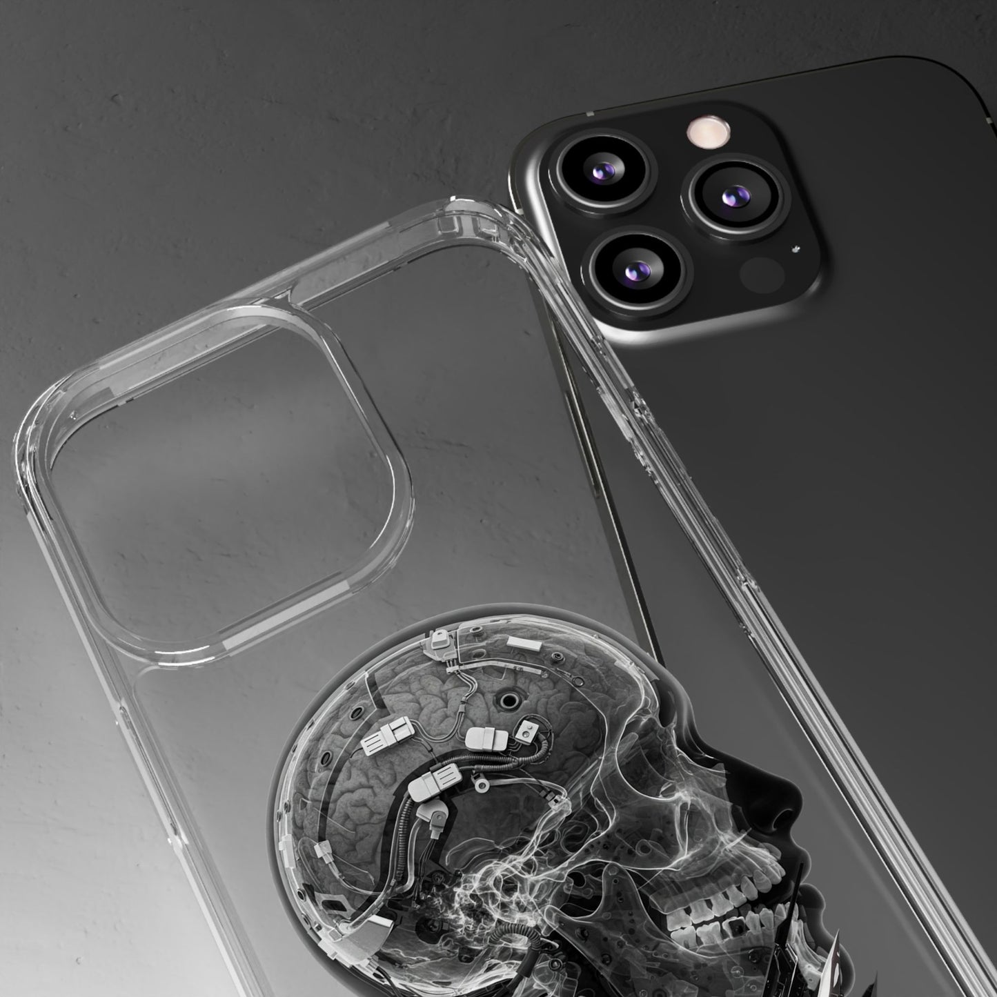 Skull Design Clear Phone Case - Unique Aesthetic for Tech Lovers