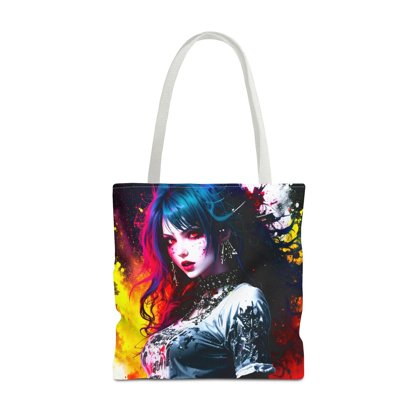Vibrant Art Tote Bag, Gothic Chic Shopper, Colorful Beach Bag, Unique Gift for Her, Boho Style Tote, Festival Essential