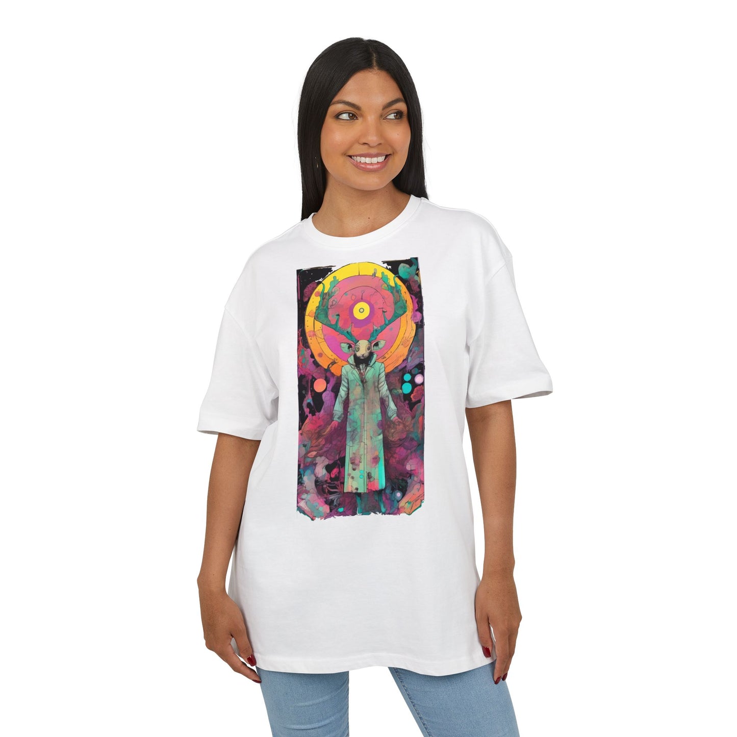 Vibrant Artistic Oversize Tee - Unisex Heavyweight T-Shirt, Bohemian Style, Gift for Art Lovers, Festival Wear, Casual Chic