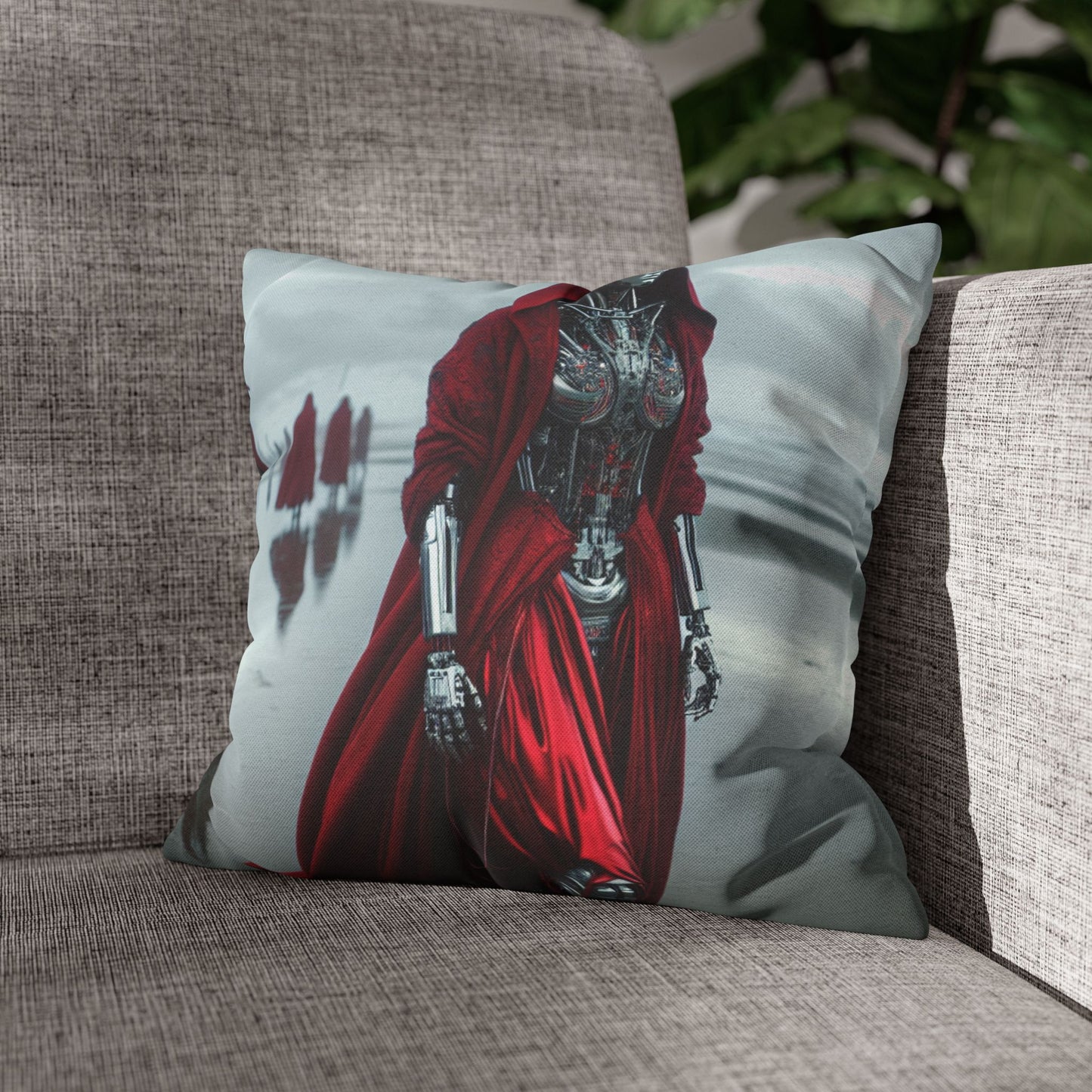 Futuristic Robot Art Pillowcase, Decorative Cushion Cover, Modern Home Decor, Gift for Sci-Fi Lovers, Unique Throw Pillow