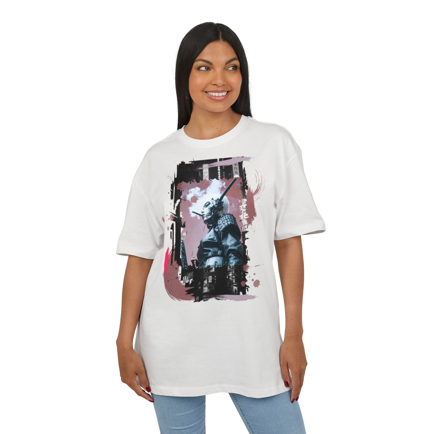 Unisex Heavy Oversize Tee featuring Samurai Art, Streetwear Graphic Tee, Gift for Him/Her, Casual Wear, Anime Inspired Fashion