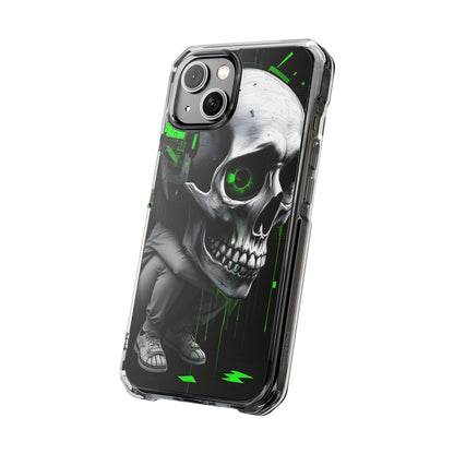 Edgy Skull Phone Case - Magnetic Clear Impact Cases, Unique Phone Cover, Goth Accessory, Halloween Gift, Stylish Tech Protection