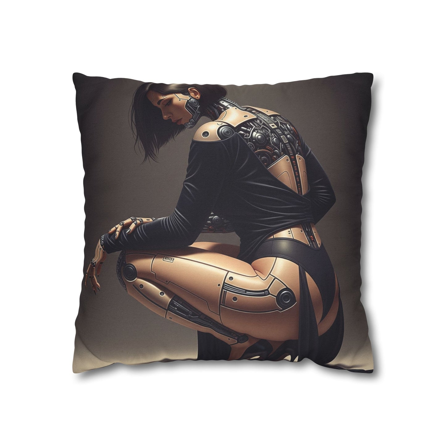 Futuristic Robot Art Pillowcase, Decorative Throw Pillow, Modern Home Decor, Gift for Tech Lovers, Cyberpunk Cushion Cover