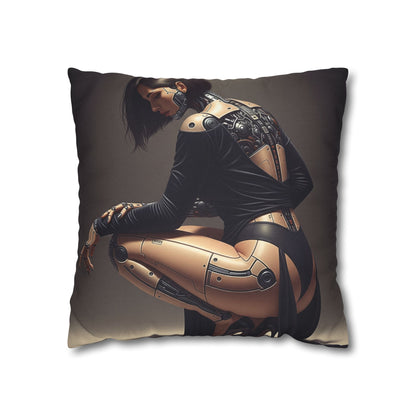 Futuristic Robot Art Pillowcase, Decorative Throw Pillow, Modern Home Decor, Gift for Tech Lovers, Cyberpunk Cushion Cover
