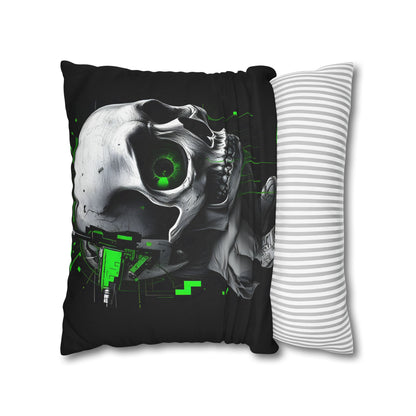 Edgy Skull Pillowcase | Gaming Decor, Modern Home Accent, Halloween Gift, Unique Couch Pillow, Cyberpunk Style