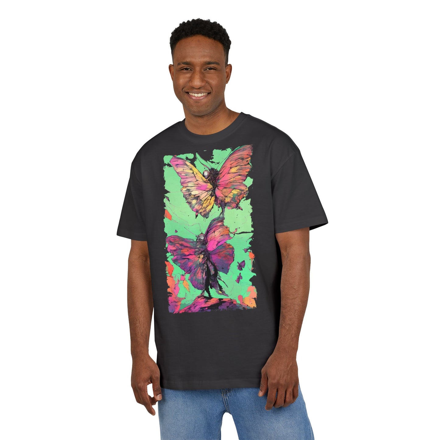 Colorful Butterfly Oversized Tee | Boho Style Tee, Spring Fashion, Nature Lover Gift, Festival Wear, Unique Graphic Shirt