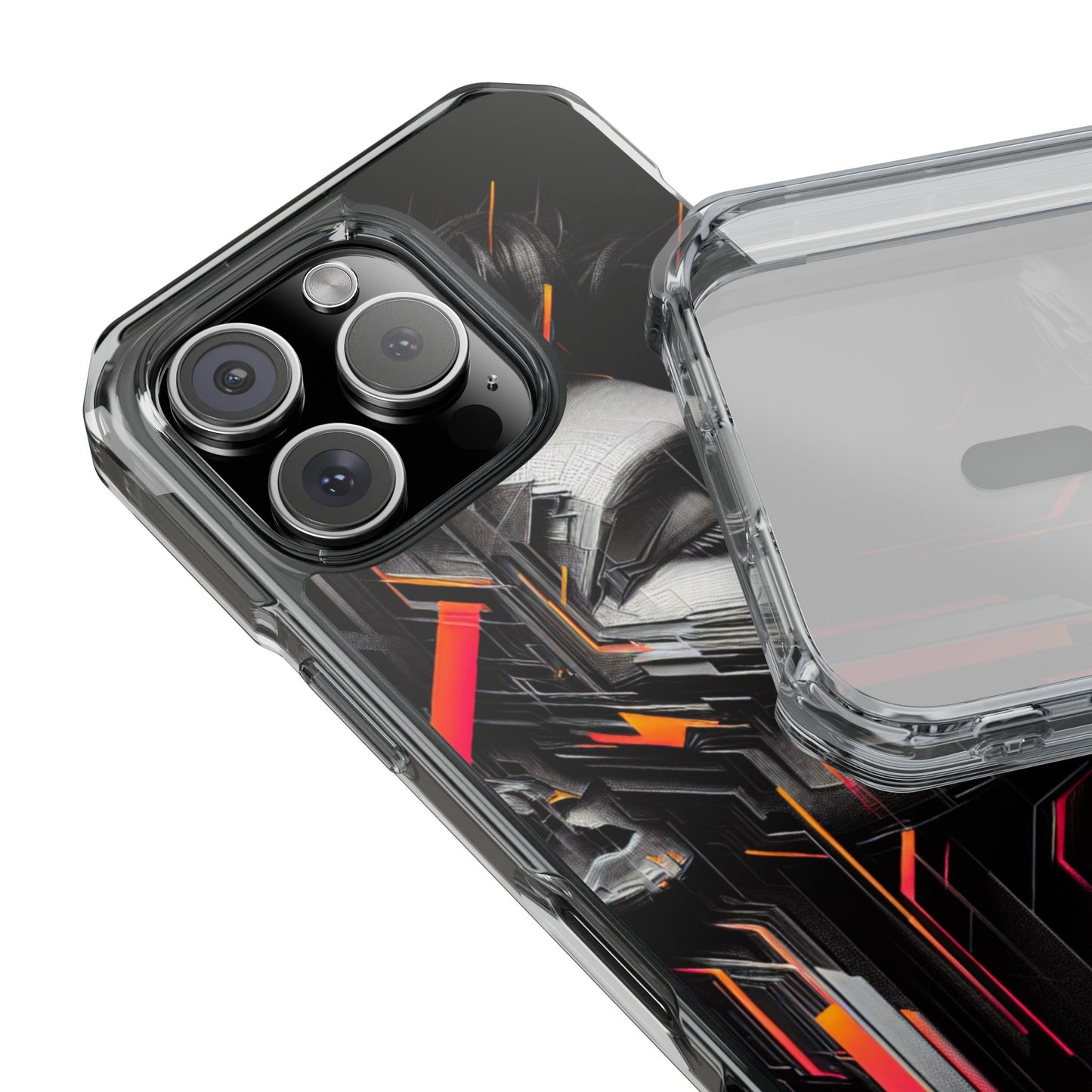 Magnetic Clear Impact Cases with Abstract Graphic, Stylish Phone Protection, Modern Gift for Tech Lovers, Unique Case