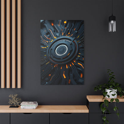Futuristic Satin Canvas Wall Art, Modern Home Decor, Tech-Inspired Art Print, Unique Gift Idea, Abstract Wall Decoration, Cyberpunk Art
